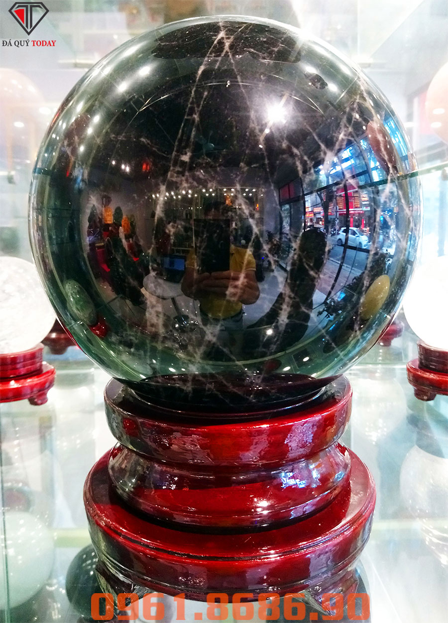 Quả cầu đá thạch anh đen