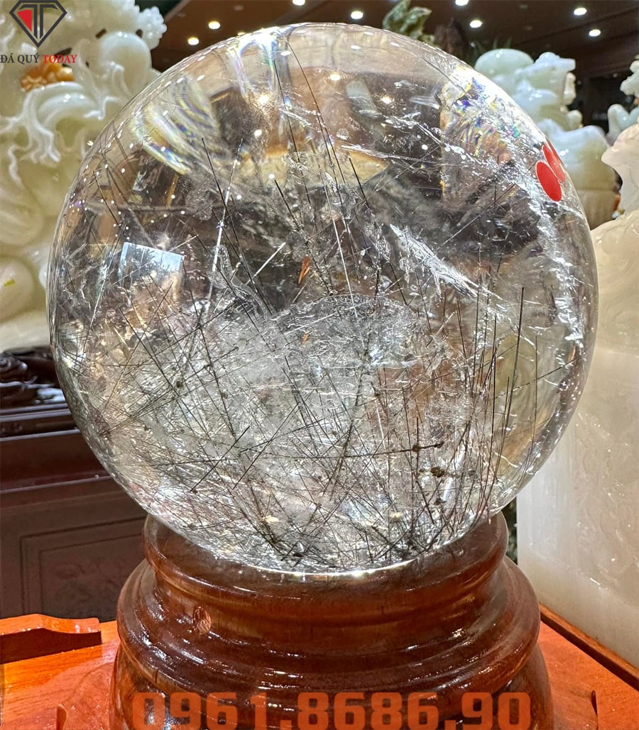 Quả cầu đá thạch anh tóc đen 12.5kg